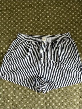 By Anthropologie Striped Navy and White Women's Boxer Style Shorts